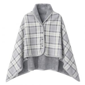 NaLatia Femme Poncho Polaire Plaid Ch&acirc;le Polaire Cape Chaud d'hiver avec Boutons Couverture &agrave; Carreaux (GUnakd, neuf)