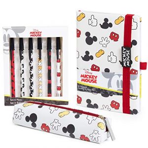 Disney Set Papeterie Kawaii, Kits de Fournitures Scolaires, Fournitures de Bureau, Carnet, Trousse, Stylo, Enfant Fille Adulte Cadeau Mickey Minnie Bourriquet Baby Yoda (Blanc/Rouge Mickey) (Get Trend., neuf)