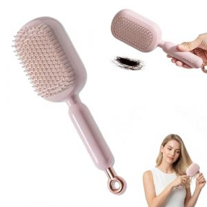 Peigne massant &agrave; coussin r&eacute;tractable, brosse &agrave; cheveux antistatique, brosse autonettoyante &agrave; poils r&eacute;tractables, peigne nettoyant doux, outils de coiffure (Pink) (LE FAN-EU, neuf)