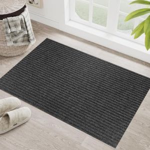 XUCHOU Tapis Entr&eacute;e Int&eacute;rieur 120 x 110 cm Antid&eacute;rapant, Lavable, Absorbant Tapis de Porte Ext&eacute;rieur pour Chien, Entr&eacute;e, Porte et Couloir, Noir (Peace AD Happiness, neuf)
