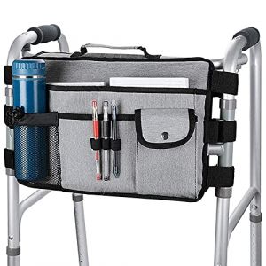 supregear Sac de Marcheur, Pochette Organisateur Pliable Etanche de Marcheur avec 9 Poches et Grand Compartiment pour Fauteuil Roulant et Déambulateur, Sac Fourre-Tout avec Poignée, Gris (J&D Tech FR, neuf)