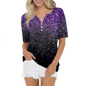 T Shirts Femme Noel Solde Chemisier Lin Femme Solde Tenue Aide Soignante Haut Chic Et Elegant Tee Shirts Allaitement Tuniques Femmes Manches Courtes Blouse Fluide Grande Taille Col V Blanc Tshirt (CHOHJIA, neuf)