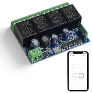 QIACHIP Interrupteur Intelligent WiFi 4 canal, DC 12V 48V Contact sec Module Relais, Ewelink APP Contr&ocirc;le compatible avec Alexa/Google Home, commutateur Inching/autobloquant (Keshilian, neuf)