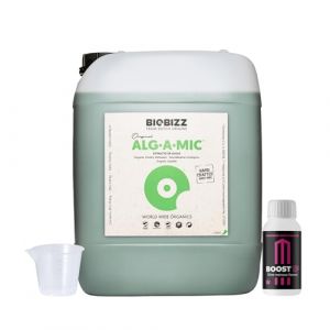 GROWMANIA Alg-A-Mic de BioBizz 5L + Probe Boost Up de Up Nutrients + Verre doseur | Solution organique pour grands jardins | Vitalit&eacute; et r&eacute;sistance pour les jardins &eacute;tendus (TOP SALES EU, neuf)