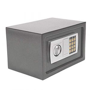 Coffre-fort Num&eacute;rique &eacute;lectronique, 8,5 Coffre Fort Mural avec 2 Cl&eacute;s pour Ouverture d'urgence, boulons de verrouillage en acier, Pour Bureau, H&ocirc;tel (Gris, 31x20x20cm) (EfanHome, neuf)