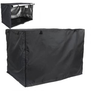 Housse de niche – Housse imperméable avec revêtement argenté pour cage de chien avec fenêtre de ventilation | Fournitures de chenil anti-UV pour une utilisation intérieure et extérieure, conception du (angdle, neuf)