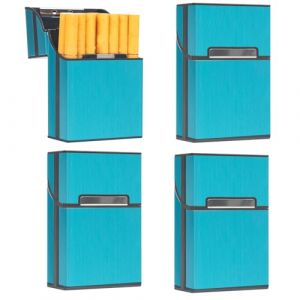 &Eacute;tui &agrave; cigarettes l&eacute;ger, bo&icirc;te &agrave; cigarettes en aluminium, &eacute;tui &agrave; cigarettes en m&eacute;tal, avec interrupteur magn&eacute;tique, &eacute;tui &agrave; cigarettes pour homme et femme (bleu 4) (wodungood, neuf)