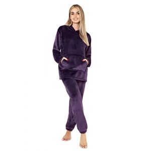 CityComfort Pyjama Femme Hiver Polaire, Ensemble Pyjama Chaud à Capuche pour Femme Ado, Idée Cadeau pour Elle (Violete, M) (Get Trend., neuf)