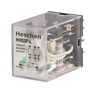 Heschen Gereral HH53P-L Relais de puissance 24 VDC Bobine 5 A 220 VAC/24 VDC 3PDT 11 broches Bornes Indicateur LED (Heschen, neuf)
