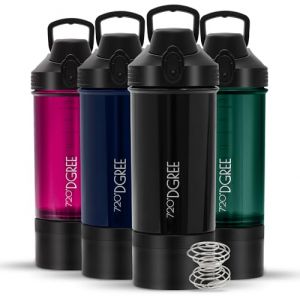 720°DGREE Shaker Fitness uberShaker 550ml - Premium Shaker à protéines avec compartiment à poudre, sphère – Anti-fuite, Sans-BPA – Pour boissons crémeuses protéines, gym, entraînement, nutrition (Kaave, neuf)