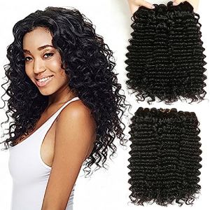 Deep Wave Bundles Human Hair Meche Bresilienne Tissage Cheveux Naturels Bouclés Courte Tissage Bouclé Naturel Meche Bresilien En Lot Couleur Noire Naturelle Total 300g 20 20 20 Pouce (beiyuan hair product, neuf)