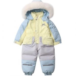 Amur Leopard Combinaison de Neige Enfant Fille à Capuche Barboteuse Garçon Doublée de Polaire Combinaison de Ski Bébé Chaude, Bleu, 110/3-4 Ans (GMIAO-EU, neuf)