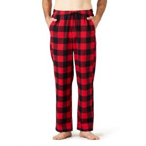 LAPASA Pantalon de Pyjama Homme 100% Flanelle de Coton Bas de Pyjama & de Détente Maison Automne/Hiver M39 Noir & Rouge (Flanelle) XL (LAPASA-FR, neuf)