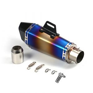 Shkalacar Silencieux Moto Universel de 1,5 &agrave; 2 Pouces,Silencieux Fashion Style Tail Tube R&eacute;sistant aux Hautes temp&eacute;ratures de Remplacement Compatible AVCE Moto ATV ZX6R 10R Z900 Z800 R3 R25 R6 (RaiJun, neuf)