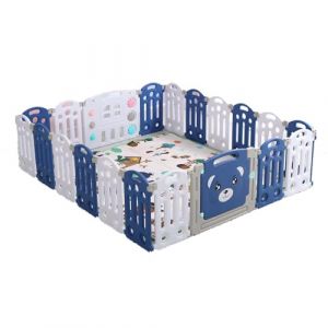 Reenborn Parc Bebe Modulable, Grand Parc Bebe avec Tapis, Parc Bebe Pliable pour Nourrissons Intérieur Extérieur, Centre d'activités pour Enfants Aire de Jeux avec Éponge Anti-collision (18+2) (huangzhongguig, neuf)