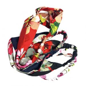 NIYANGLE 4pièces Bandeaux Foulard Femme Vintage Élastiques à Nœud Accessoires Floraux Rouge Noir Bleu Foncé Blanc (Telinei, neuf)