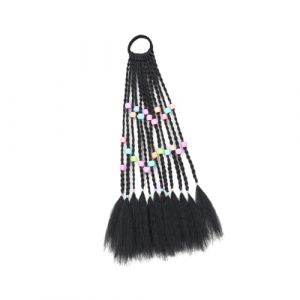 FashionCha Extensions de Cheveux pour Tresses et Torsades, élastiques pour Queue de Cheval, Cheveux Noirs pour Enfants, 1b avec Des Haricots (EthicalGlow, neuf)