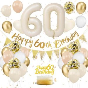Decoration Anniversaire 60 ans, Ballon Anniversaire 60 ans Beige, Deco Anniversaire 60 ans, Ballon 60 ans Anniversaire de Fête, Ballon 60 ans, Ballon Décoration Anniversaire pour 60 ans Femmes (Tukistore, neuf)