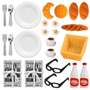 Mini Nourriture Jouet, Jouets de Miniatures Alimentaires Boissons, Nourriture Miniature 1/12 Accessoires de Cuisine Miniatures pour Maison de Poup&eacute;e, Pain Miniature Vaisselle Journal Lunettes (yajimaoyi, neuf)