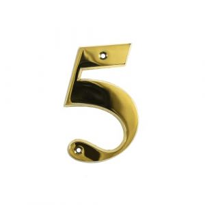UAP Numéros de maison – 7,6 cm – Numéro de porte à vis pour porte d'entrée, numéro d'adresse à visser pour portes et portails, police romaine (numéro 5, PVD or) (UAPLtd, neuf)