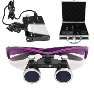 Loupe dentaire,Loupe binoculaire,2.5X 420mm Loupes Chirurgicales Dentaires with LED Headlight, Utilisé en dentisterie, Chirurgie, bijoutier ou Passe Temps, Loupe Portable (Brand-2022-065971, neuf)