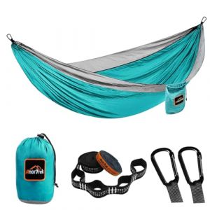 AnorTrek Camping Hammock, hamac Parachute Double ou Simple avec Deux Sangles d'arbre, hamac Portable l&eacute;ger pour Le Camping, la randonn&eacute;e et Le Sac &agrave; Dos. (Anortrek Direct, neuf)