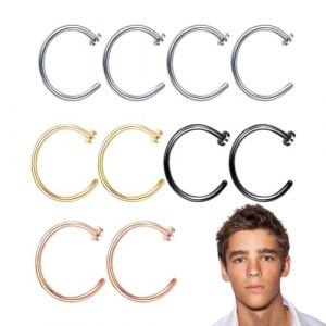 LQUYTA 10 Pi&egrave;ces Piercing nez Anneaux sans Trou C Forme Puce Nez Bague L&egrave;vre Multi Couleur Galvanique sans Per&ccedil;age Anneau Nez sans Aiguille Boucle d'Oreille M&eacute;dical Acier Inoxydable Hypoallerg&eacute;nique (CCtunCanton O&Uuml;, neuf)