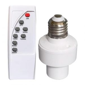 Hitburu Douille Lumineuse &agrave; T&eacute;l&eacute;commande - Douille E27 | Fonction de Minuterie, Support de Base pour Lampe Sans Fil pour Luminaire de Plafond, Cage d'Escalier, Salle de S&eacute;jour et Placard (Hitburu, neuf)