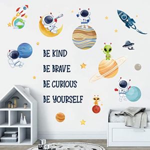 wondever Stickers Muraux Espace Plan&egrave;te Autocollants Muraux Mural Stickers Astronaute &Eacute;toiles Citation et Lettres pour Chambre Enfants Gar&ccedil;on B&eacute;b&eacute; P&eacute;pini&egrave;re (Wondever EU, neuf)