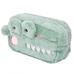 KASESSS Trousse Peluche, Trousse Scolaire Fille Garçons, Trousse Grande Capacité avec 2 Compartiments, Mignon Trousses pour Enfants, Motif Crocodile Trousses pour l'École, Le Collège et Le Bureau,Vert (KASESSS, neuf)
