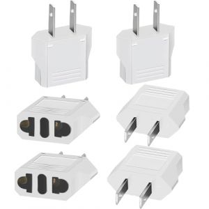 Clomnpe 6 Pièces Adaptateur Prise USA, France vers US Adapter, Adaptateur Europe vers Etats-Unis/Américain/Chine/Japon/Canada/Mexique/Brésil, Adaptateur Prise Universelle Type A - Blanc (Clomnpe-EU, neuf)