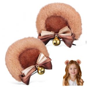 Mikikit Pince &agrave; Cheveux Cosplay Oreilles D&rsquo;ours Et N&oelig;ud Camel Accessoires Kawaii Pour Femmes Et Filles F&ecirc;te Halloween No&euml;l Clips Pour Coiffure Costume (Famidago, neuf)