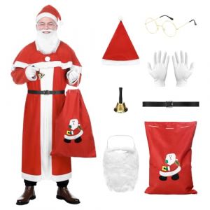 Joyesplay Costume de P&egrave;re No&euml;l pour homme - Costume de P&egrave;re No&euml;l pour adulte - Costume de Saint-Nicolas avec veste et pantalon - Ensemble de f&ecirc;te de No&euml;l (rouge 2) (Fubaoo, neuf)