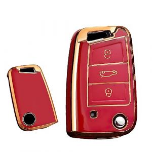 ontto Coque de Protection pour cl&eacute; de Voiture - en TPU - pour Audi A1 Sportback A1 Sportback 30 35 40 TFSI S-Line Housse de cl&eacute; de Voiture avec Porte-cl&eacute;s- Or Rouge (Ontto, neuf)