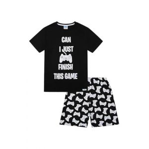 Pyjama court en coton pour garçon Can I Just Finish This Game, Noir , 10-11 ans (ThePyjamaFactory, neuf)