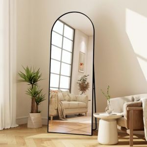 FEEOHOME Grand Miroir sur Pied 173x63 cm, Miroir Int&eacute;gral bomb&eacute; avec Cadre et Structure Peut &ecirc;tre Suspendu, pos&eacute; ou fix&eacute; au Mur, Miroirs Noir pour Salon, Chambre &agrave; Coucher, entr&eacute;e, Noir (TEERERYOU LIMITED, neuf)