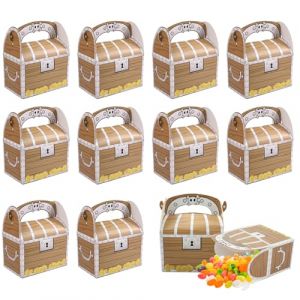 wocpvm 12 Pi&egrave;ces Bo&icirc;te de F&ecirc;te de Pirate Coffret Cadeau Pirate avec Poign&eacute;e Mini Coffres au Tr&eacute;sor Pirate pour F&ecirc;tes Anniversaire Enfant Coffre Tr&eacute;sor pour Bonbons, Chocolats, Petits Cadeaux 11x7x14cm (Wocpvm, neuf)