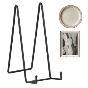 Chevalet Support Presentoir Porte Assiette - Grand Support Assiette Decorative - Metal Support Cadre Photo de Table - Présentoir pour Collection | Plaque | Livre Cuisine - Noir - 2 Pièces - 25,6 cm (DIDUDIDU, neuf)