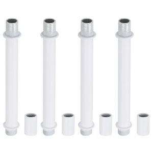 PATIKIL Kit Tige de Lampe à Tube Droit, 4 Ensemble M10 Acier au Carbone 100mm(3.94") Long Tige Filetée à Double Extrémité avec Écrous D'Accouplement Connecteur à Manchon, Blanc (PATIKIL UK, neuf)