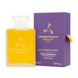 Aromatherapy Associates De-Stress Mind Huile de bain et douche 55 ml. La formulation 100% naturelle contient un mélange apaisant d'encens doux et boisé de source éthique. (Aromatherapy Associate, neuf)