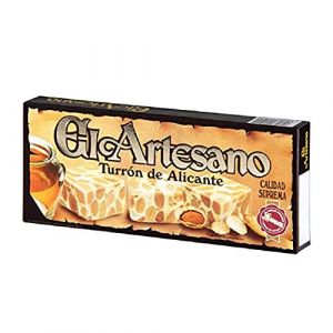 El Artesano - Touron Dur avec du Miel/Amandes sans Gluten 250g - Turron de Jijona, Turron espagnol, Nougat (The Black Hoof, neuf)