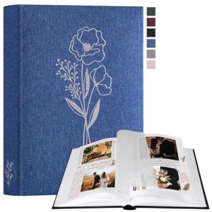 Lanpn Album Photo Scrapbooking, Petit Lin DIY Album 60 Pages Blanches Avec S&eacute;parateurs de Cellophane, Pour Photos 9x13cm 10x15cm 13x18cm (Bleu, 19x27 cm) (BILLIONRVL, neuf)