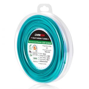 Chanzon Gaine thermorétractable 3:1 Ratio 3/32" (2,4 mm) Doublure adhésive imperméable de qualité marine Rouleau de 8 pieds (longueur totale de 2,5 m) Gaine en polyoléfine verte rétractable 1 pièces (Chanzon FR, neuf)
