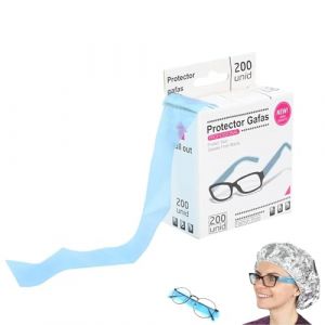 TMZELOA 200 Pi&egrave;ces Manchons de Jambe de Lunettes, Bleu Universel Couvre-jambes de Lunettes R&eacute;sistant aux Produits Chimiques, Branche Lunette pour Coloration des Cheveux Protection Salon Spa (tamudianzi, neuf)