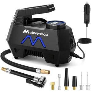 Motorenbau Gonfleur de pneus Portable, compresseur d'air 150 PSI pour pneus de Voiture, Accessoires Auto, Pompe Automatique 12 V CC avec manom&egrave;tre num&eacute;rique et lumi&egrave;re LED pour Moto, v&eacute;lo, Ballon (TECH COVER SRL, neuf)
