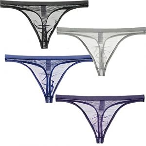 Faringoto Strings en soie glac&eacute;e pour hommes, sous-v&ecirc;tements pour hommes string T-back G-string, XL (Faringoto, neuf)