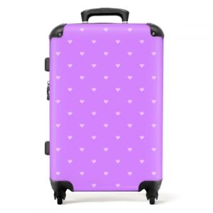 NoBoringSuitcases.com&reg; Valises Grandes Tailles legeres, Bagages en soutes Avion 20-23kg, Moyenne, 65-75 cm rigides, 4 Roues pivotantes &agrave; 360 degr&eacute;s, Poign&eacute;e t&eacute;lescopique, Fond Violet en Forme de c&oelig;ur (NoBoringSuitcases, neuf)