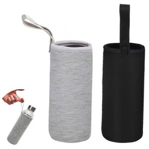 BNGXR Couvercle de Bouteille Néoprène, 2 Pièces Housse Gourde Isotherme, Housse Bouteille Neoprène pour Bouteilles en Verre 550ml Bouteille Isotherme pour Voyage Gymnase (Noire Grise) (GUANGWENZHI, neuf)