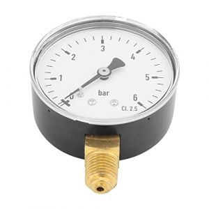 Dioche Manometre Pression Surpresseur, Manometre Pression Eau 0-6 Bars, Manomètre à air hydraulique 1/4 Poues NPT Manomètre à montage latéral (Ruttiy, neuf)