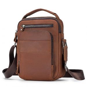 BAIGIO Sac &agrave; Bandouli&egrave;re pour Hommes Petits Sacs en Cuir Vintage Sacs avec Poign&eacute;e Sac &agrave; Main Pochette Besace pour D&eacute;contract&eacute; Affaires (DGMCZ, neuf)